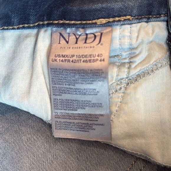 NYDJ Womens Lift Tuck Distressed Marilyn Straight Leg Ankle Jeans Blue Size 10 - Picture 7 of 7